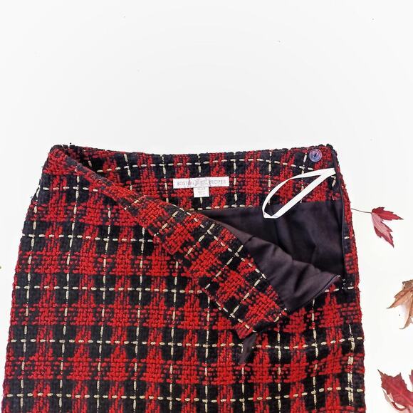 Red Tartan Check Mini Skirt | Holiday Edit | Boston Proper Fall Winter Look  EUC - Picture 4 of 9